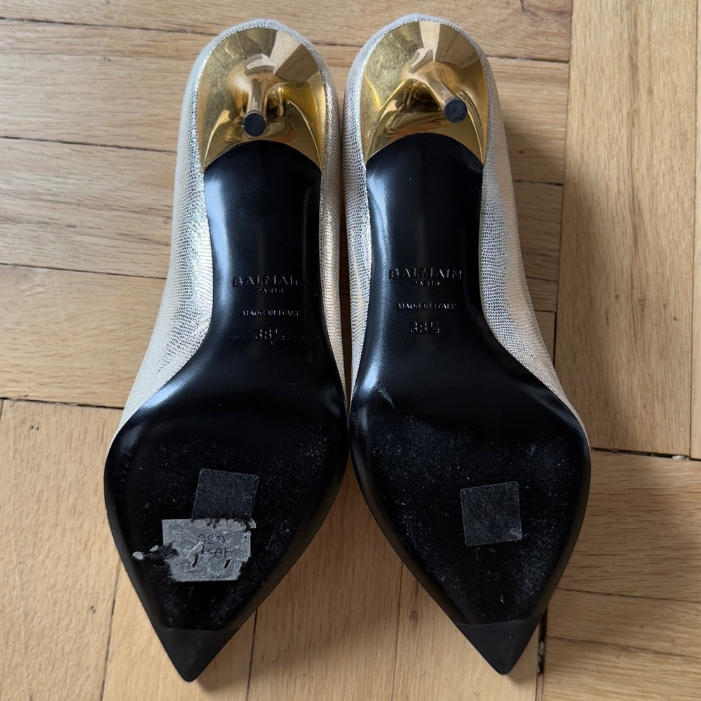 Balmain Ruby Snake Effect Leather Pumps - Silver … - image 6